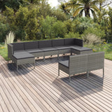 vidaXL 6-delige Loungeset met kussens poly rattan grijs
