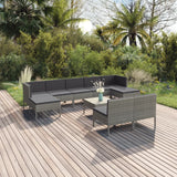 vidaXL 6-delige Loungeset met kussens poly rattan grijs