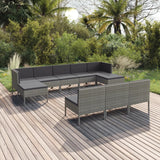 vidaXL 6-delige Loungeset met kussens poly rattan grijs