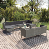 vidaXL 6-delige Loungeset met kussens poly rattan grijs