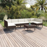 vidaXL 6-delige Loungeset met kussens poly rattan bruin