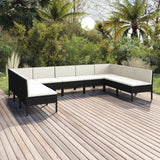 vidaXL 6-delige Loungeset met kussens poly rattan zwart