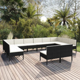 vidaXL 6-delige Loungeset met kussens poly rattan zwart