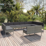 vidaXL 6-delige Loungeset met kussens poly rattan grijs
