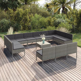 vidaXL 6-delige Loungeset met kussens poly rattan grijs