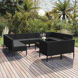 vidaXL 6-delige Loungeset met kussens poly rattan zwart