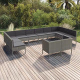 vidaXL 6-delige Loungeset met kussens poly rattan grijs