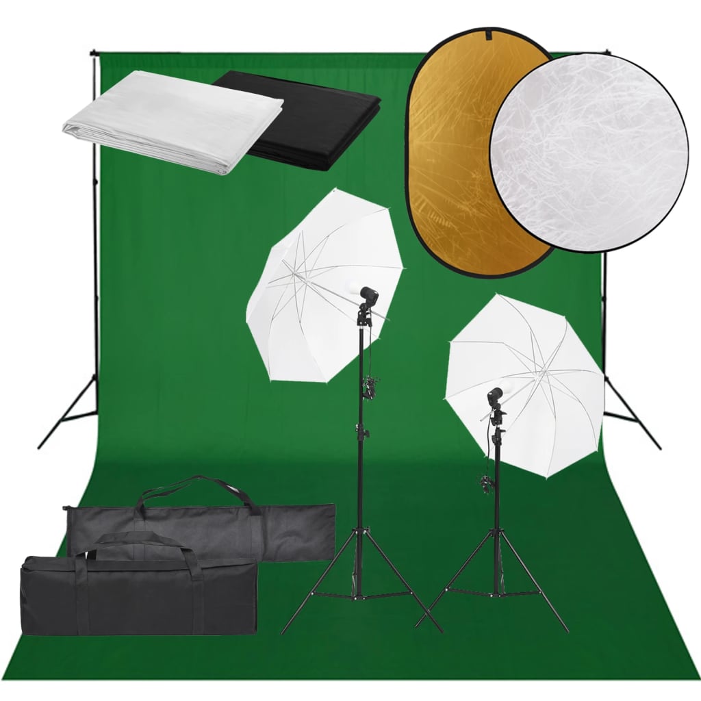 vidaXL Studio de photos avec ensemble d'éclairage, à côté d'un réflecteur