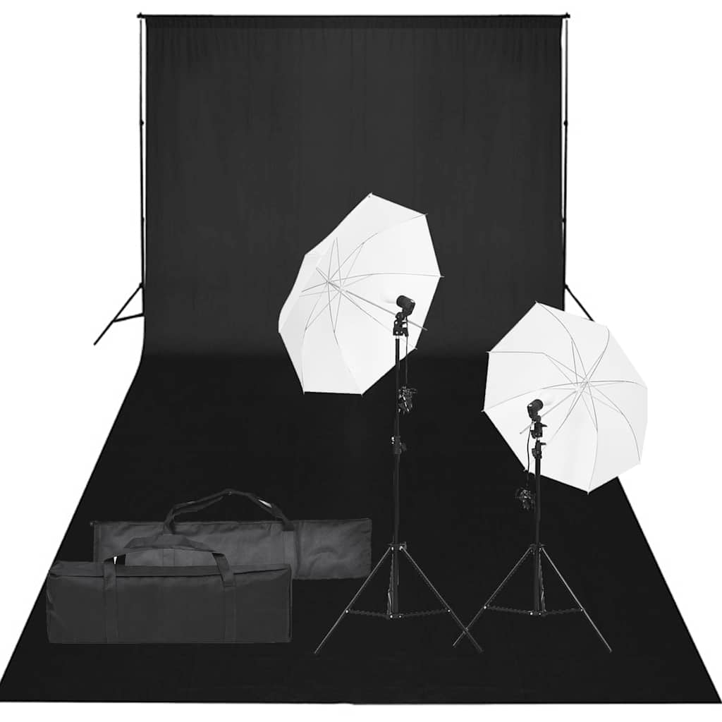 vidaXL Photo Studio Kit with Lighting Set and Backdrop