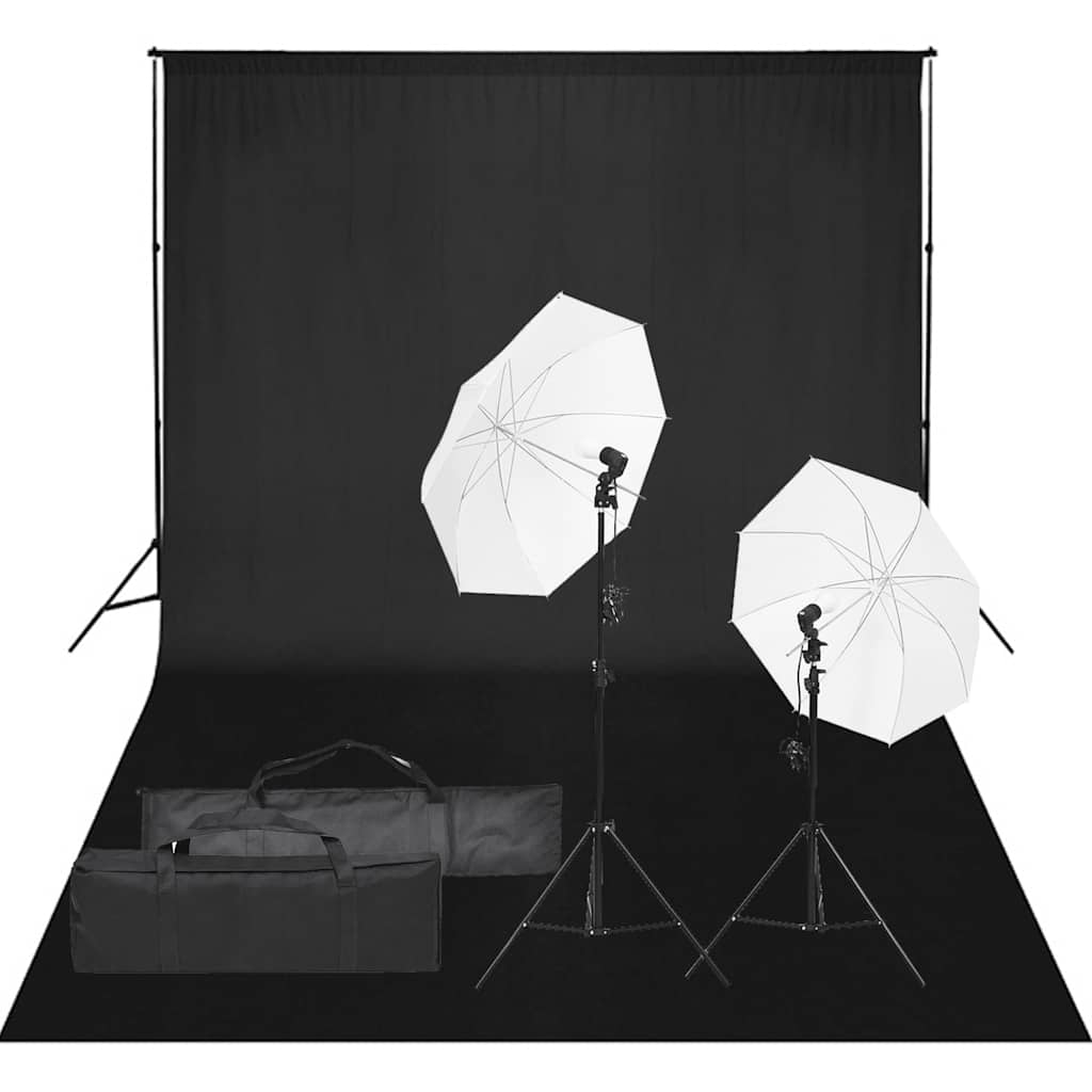 vidaXL Photo Studio Kit with Lighting Set and Backdrop