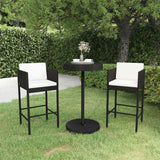 vidaXL 3-delige Tuinbarset met kussens poly rattan bruin