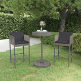 vidaXL 3-delige Tuinbarset met kussens poly rattan bruin