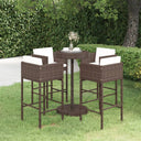 vidaXL 3-delige Tuinbarset met kussens poly rattan bruin