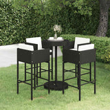 vidaXL 3-delige Tuinbarset met kussens poly rattan bruin