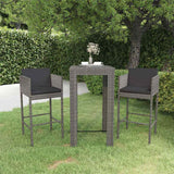 vidaXL 3-delige Tuinbarset met kussens poly rattan bruin