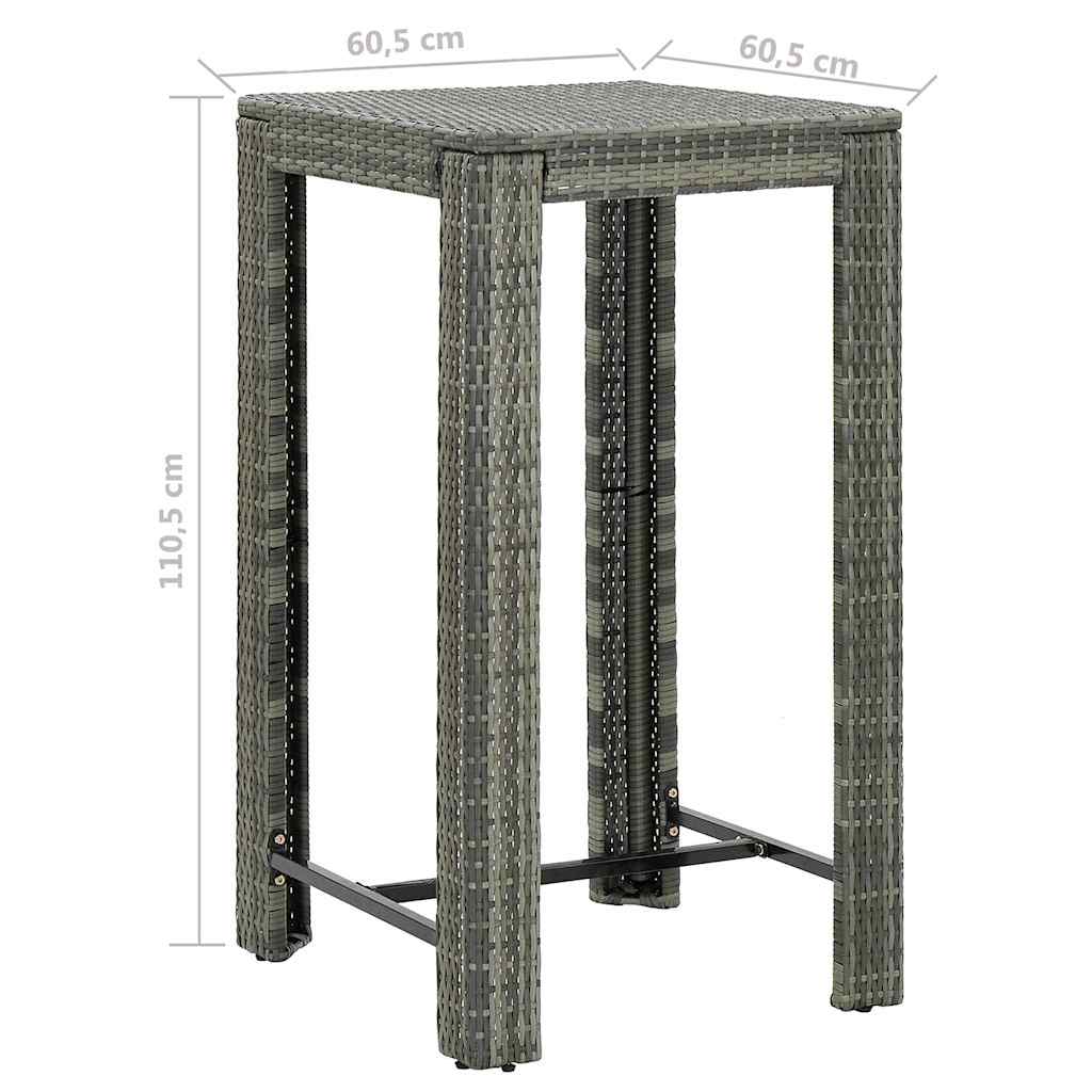 vidaXL 3-delige Tuinbarset met kussens poly rattan bruin