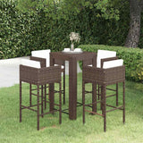 vidaXL 3-delige Tuinbarset met kussens poly rattan bruin