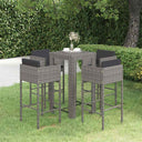vidaXL 3-delige Tuinbarset met kussens poly rattan bruin