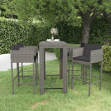 vidaXL 5-delige Tuinbarset met kussens poly rattan bruin