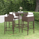 vidaXL 3-delige Tuinbarset met kussens poly rattan bruin