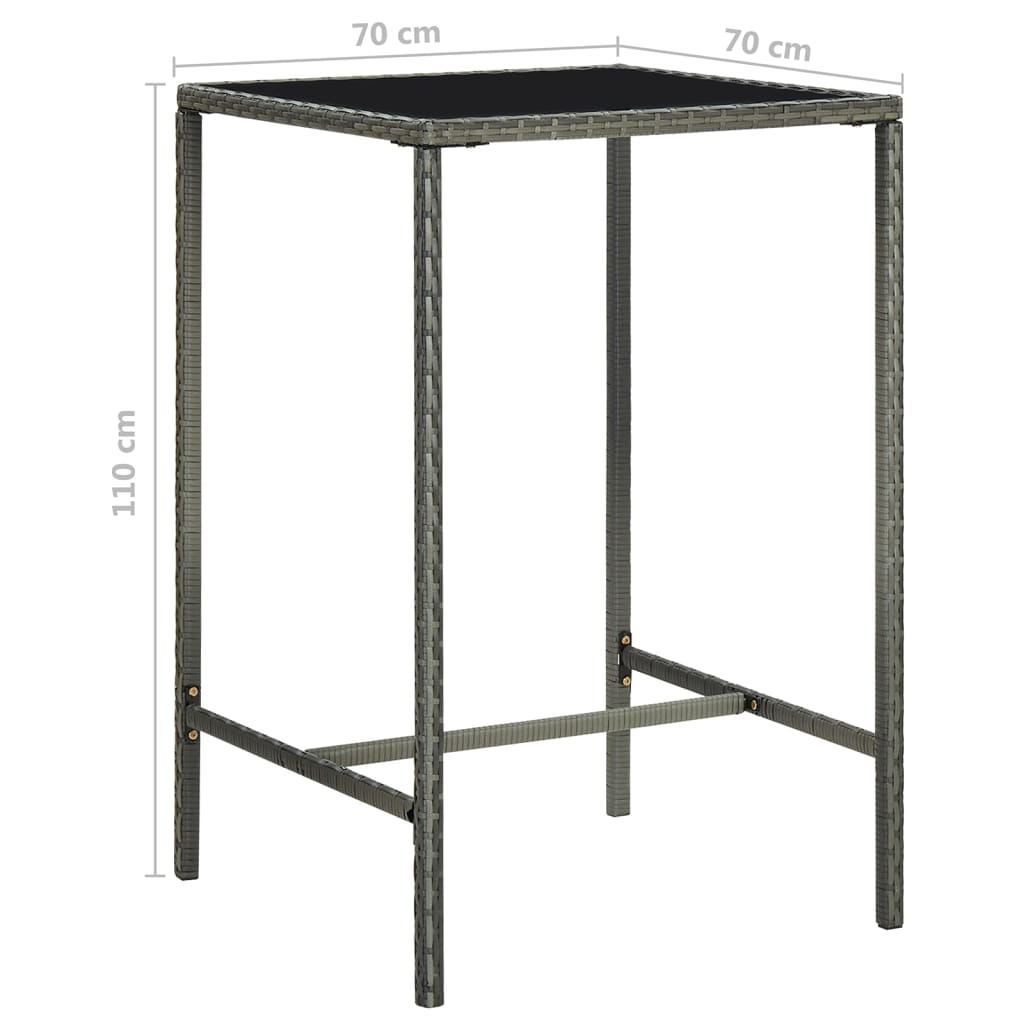 vidaXL 3-delige Tuinbarset met kussens poly rattan bruin