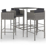 vidaXL 3-delige Tuinbarset met kussens poly rattan bruin