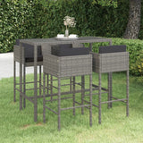 vidaXL 3-delige Tuinbarset met kussens poly rattan bruin