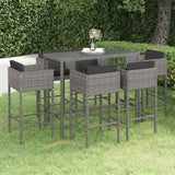 vidaXL 3-delige Tuinbarset met kussens poly rattan bruin