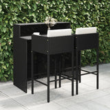vidaXL 3-delige Tuinbarset met kussens poly rattan bruin