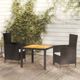vidaXL 3-delige Tuinset poly rattan bruin