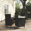 vidaXL 7-delige Tuinset met kussens poly rattan zwart