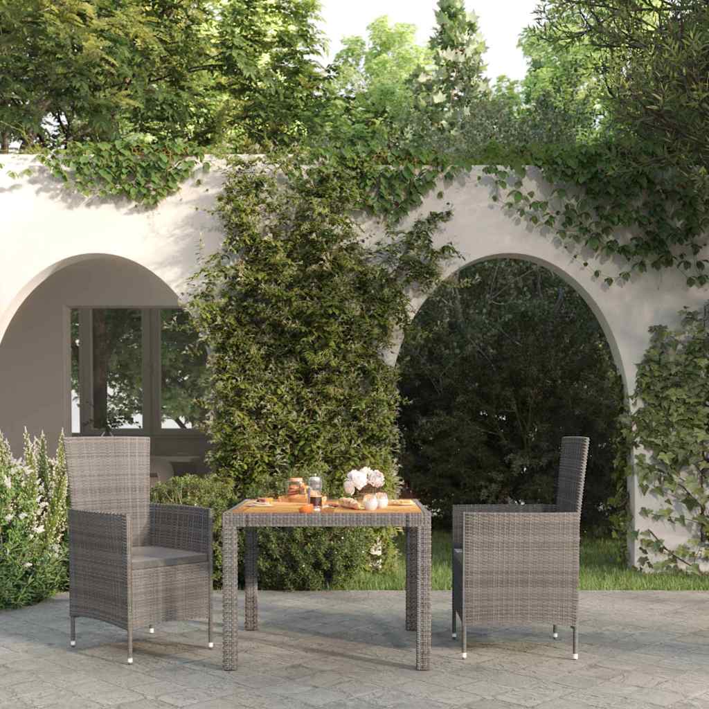 vidaXL 7-delige Tuinset met kussens poly rattan zwart