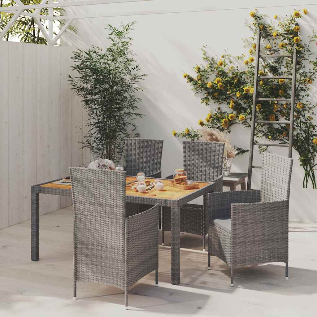 vidaXL 7-delige Tuinset met kussens poly rattan zwart