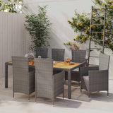 vidaXL 7-delige Tuinset met kussens poly rattan zwart