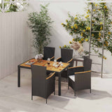 vidaXL 3-delige Tuinset met kussens poly rattan zwart