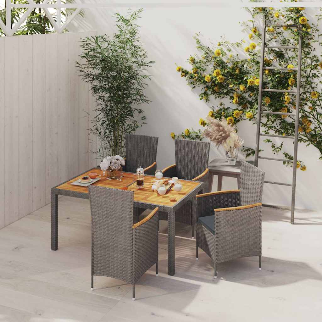 vidaXL 3-Piece Garden Lounge Set with Cushions Poly Rattan Grey