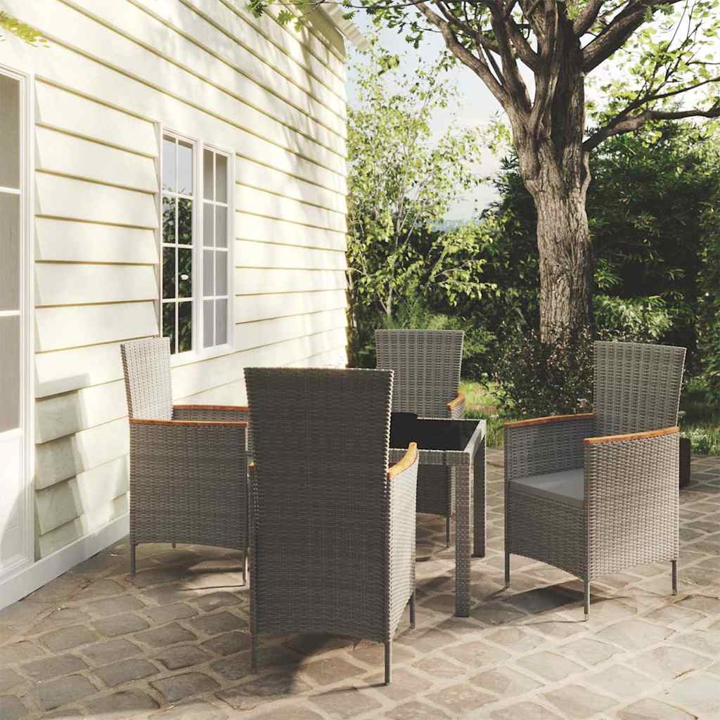 vidaXL 3-Piece Garden Lounge Set with Cushions Poly Rattan Grey