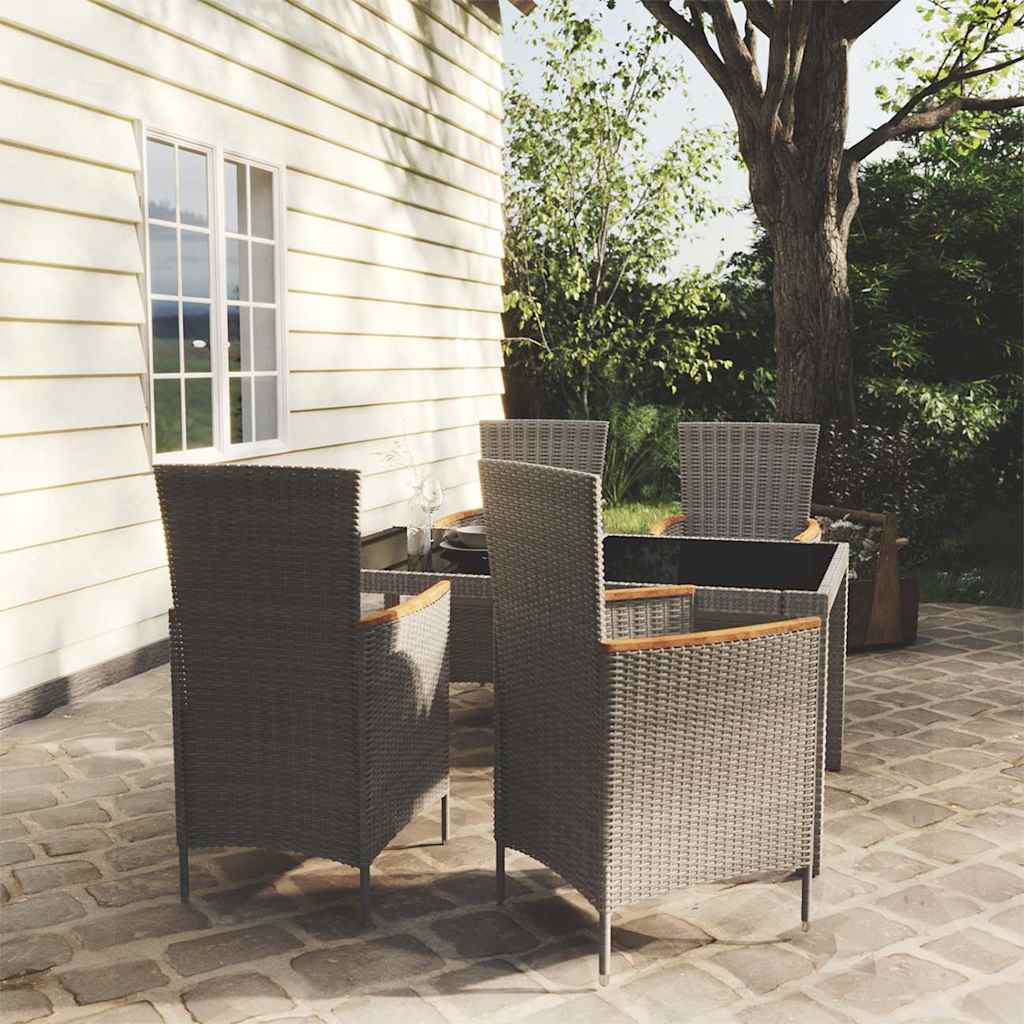 vidaXL 3-Piece Garden Lounge Set with Cushions Poly Rattan Grey