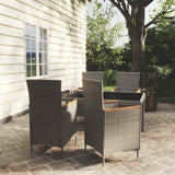 vidaXL 3-Piece Garden Lounge Set with Cushions Poly Rattan Grey