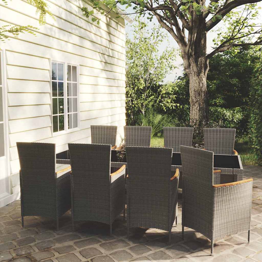 vidaXL 3-Piece Garden Lounge Set with Cushions Poly Rattan Grey