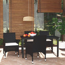 vidaXL 3-delige Tuinset met kussens poly rattan zwart