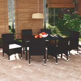 vidaXL 3-delige Tuinset met kussens poly rattan zwart