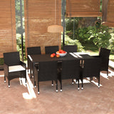 vidaXL 3-delige Tuinset met kussens poly rattan zwart