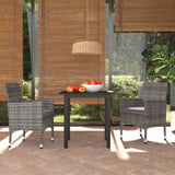 vidaXL 3-delige Tuinset met kussens poly rattan zwart