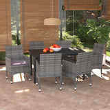 vidaXL 3-delige Tuinset met kussens poly rattan zwart