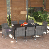 vidaXL 3-delige Tuinset met kussens poly rattan zwart