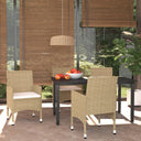 vidaXL 3-delige Tuinset met kussens poly rattan zwart