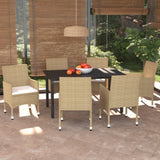 vidaXL 3-delige Tuinset met kussens poly rattan zwart
