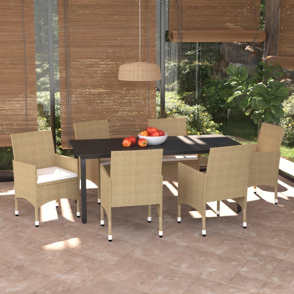 vidaXL 3-delige Tuinset met kussens poly rattan zwart