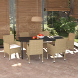 vidaXL 3-delige Tuinset met kussens poly rattan zwart